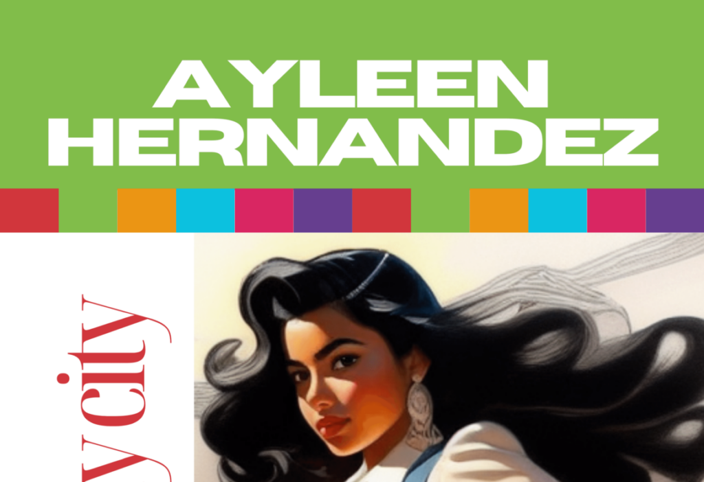 ayleen hernandez banner Illustrated poster of Ayleen Hernandez, stylish urban student.